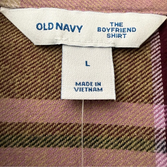 Old Navy NWT Pink Plaid Flannel Button Down size Large - Picture 7 of 17